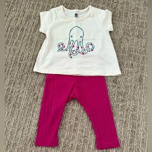 Tea Collection Set, Octopus Shirt + Fuchsia Capri Ribbed Leggings, Sz 12-18mos